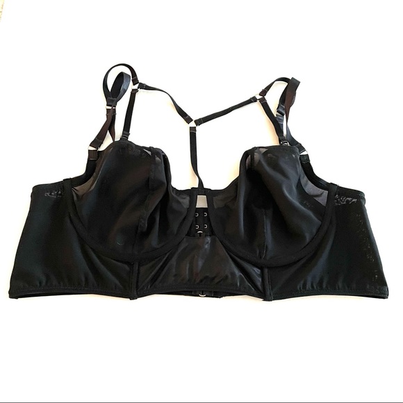 ❌SOLD Torrid Black Lace & Mesh Harness Lightly Lined Longline Underwire Bralette - Picture 8 of 16